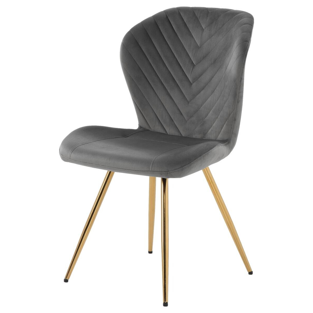 Stuhl grau gold Metall Samtoptik