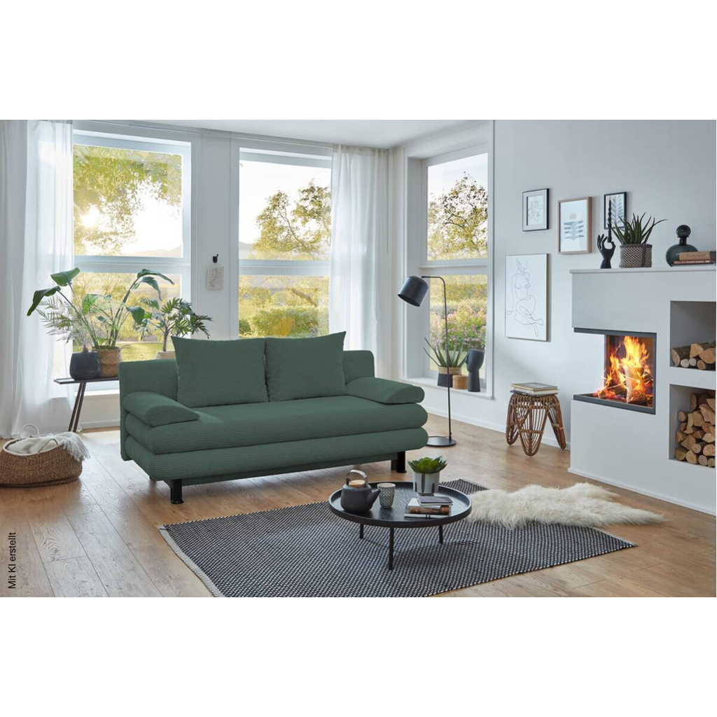 Schlafsofa Bern grün Microfaser B/H/T: ca. 190x93x92 cm
