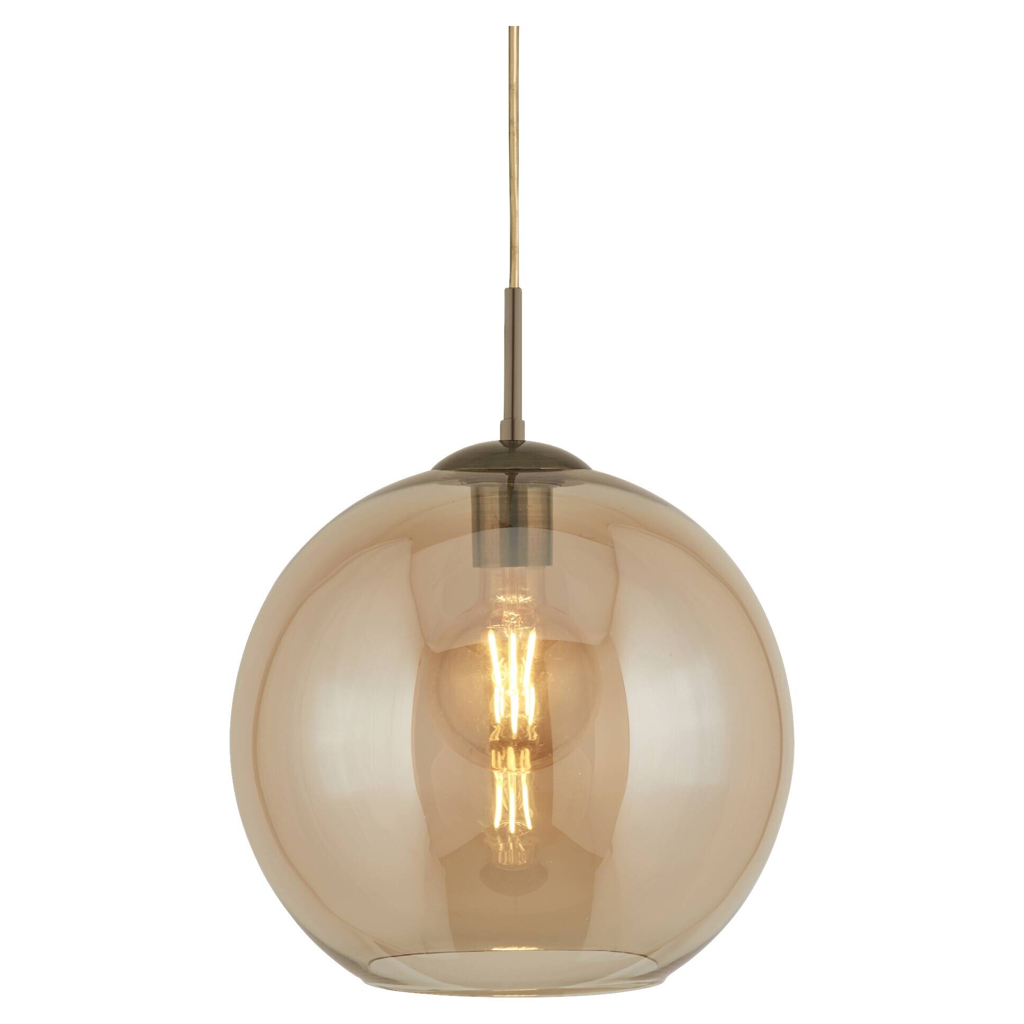Searchlight Pendelleuchte Balls messing Stahl Glas B/H/L/D: ca. 25x120x25x25 cm E27 1 Brennstellen