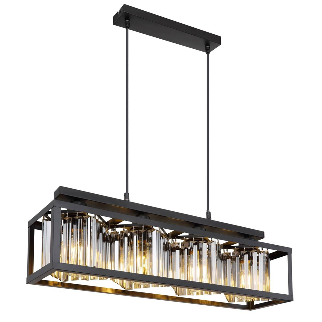 GLOBO Pendelleuchte 15697-4H schwarz Metall B/H/L: ca. 17x120x68 cm E27 4 Brennstellen