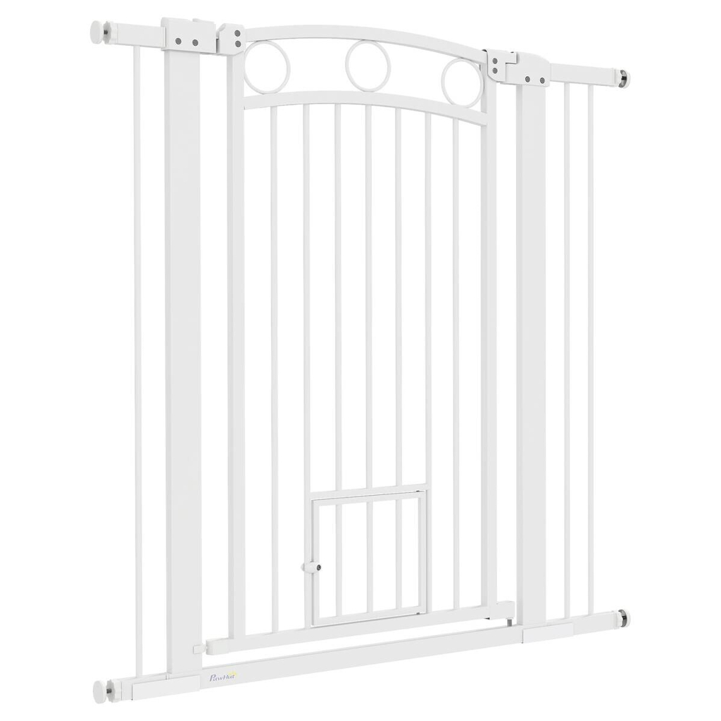 PawHut Türschutzgitter weiß Stahl B/H/L: ca. 5x106x104 cm