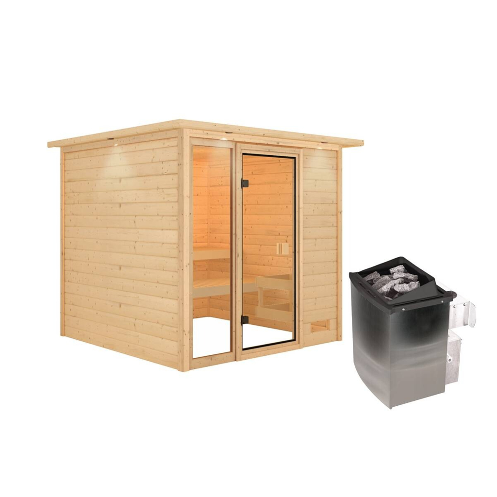 Karibu Sauna Seppel Front natur B/H/T: ca. 196x187x196 cm