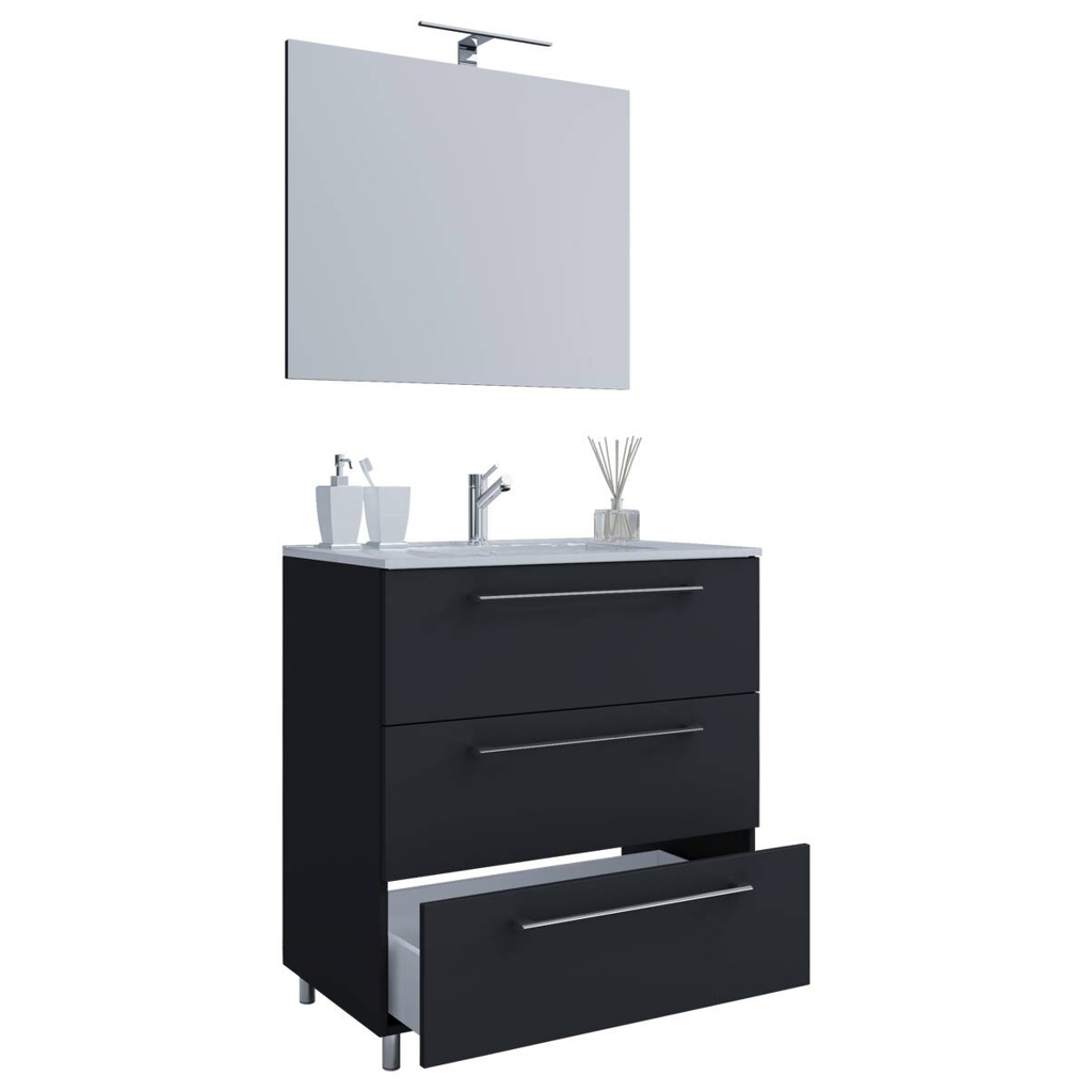 Waschplatz 3tlg-Schubo schwarz B/H/T: ca. 60x86x46 cm