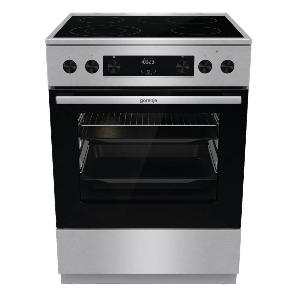Gorenje Standherd 60cm mit Glaskeramikkochfeld GECS6C70XPA Edelstahloptik B/H/T: ca. 60x85x60 cm