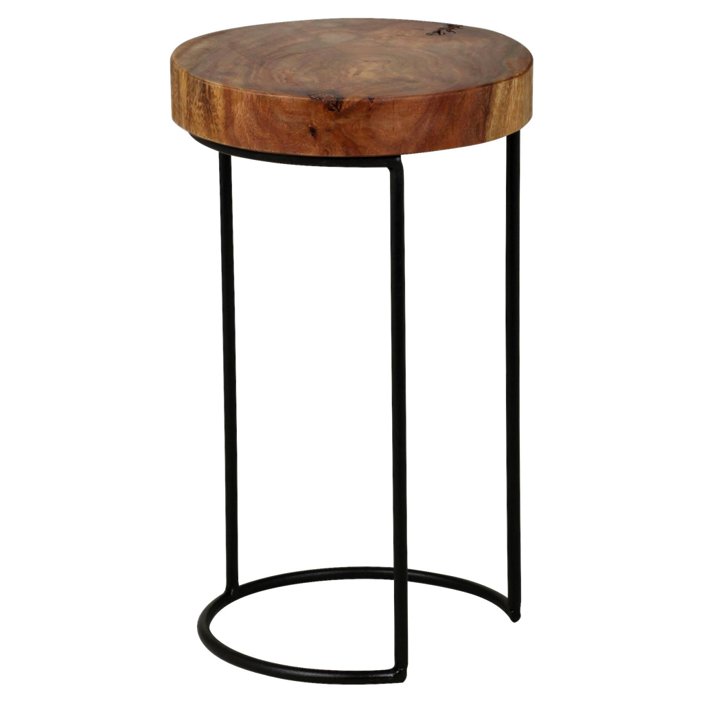 Beistelltisch natur schwarz Echtholz Metall B/H/T: ca. 28x45x28 cm