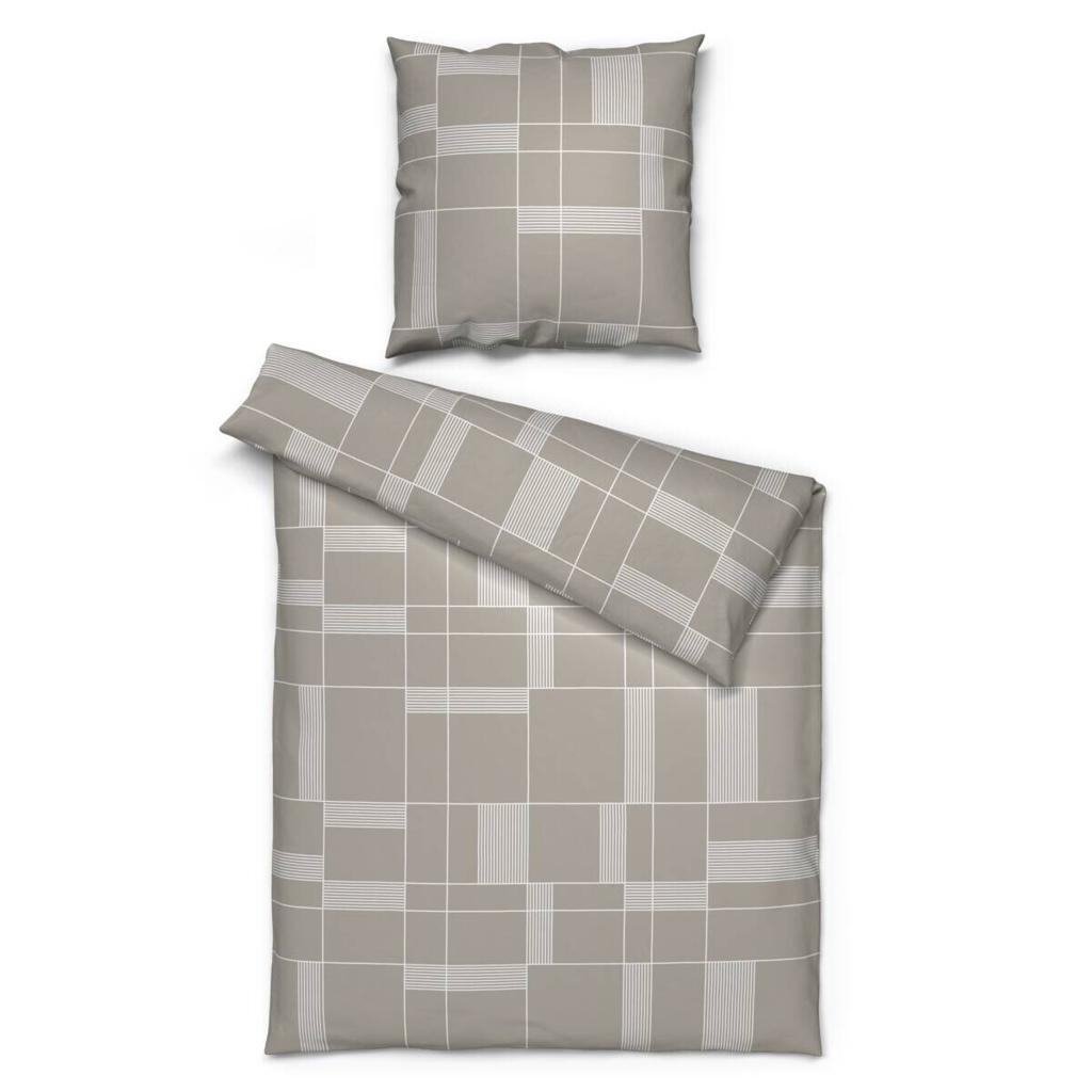 Microfaser Bettwäsche beige Polyester B/L: ca. 135x200 cm