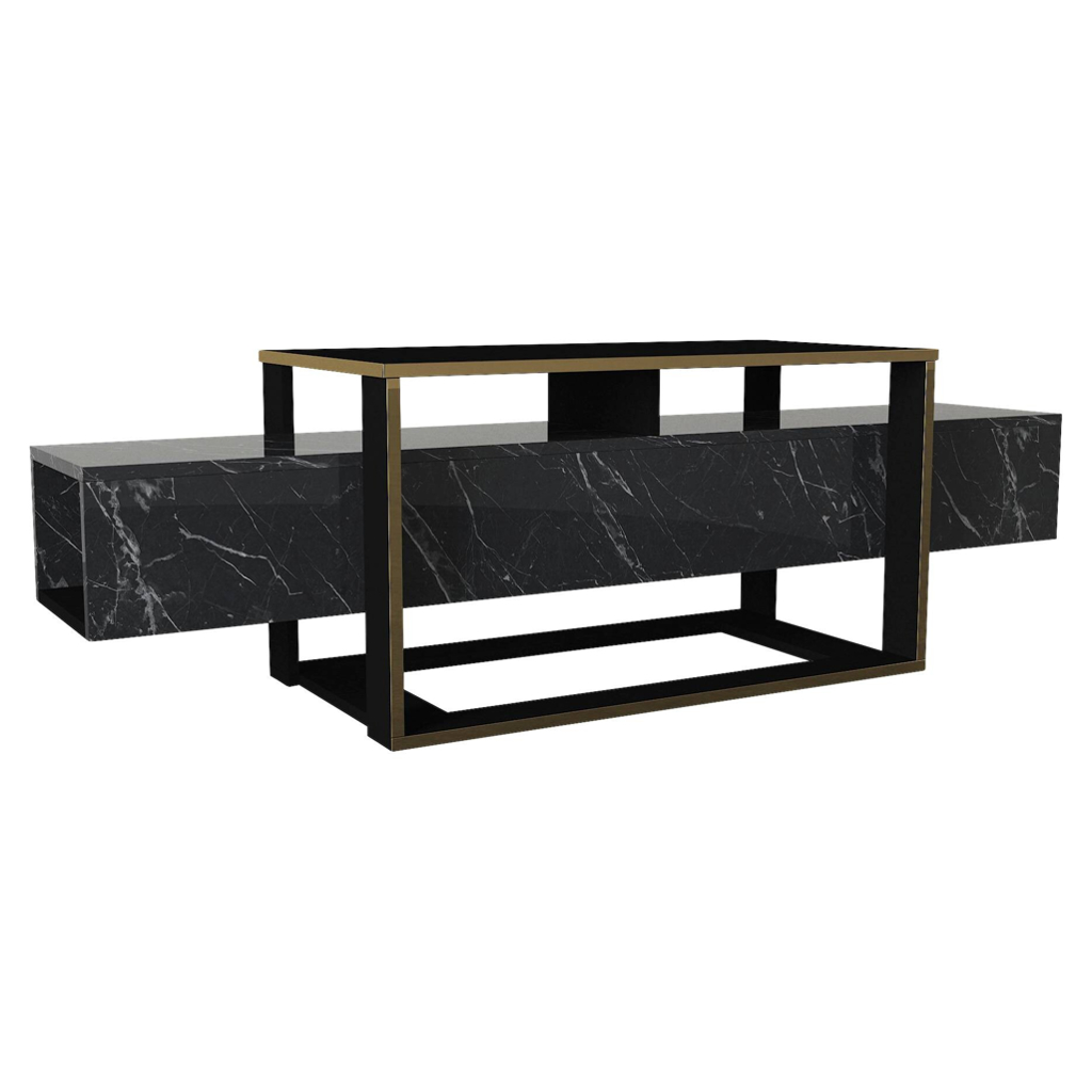 TV-Lowboard Bianco Marmoroptik B/H/T: ca. 160x49,8x46,1 cm