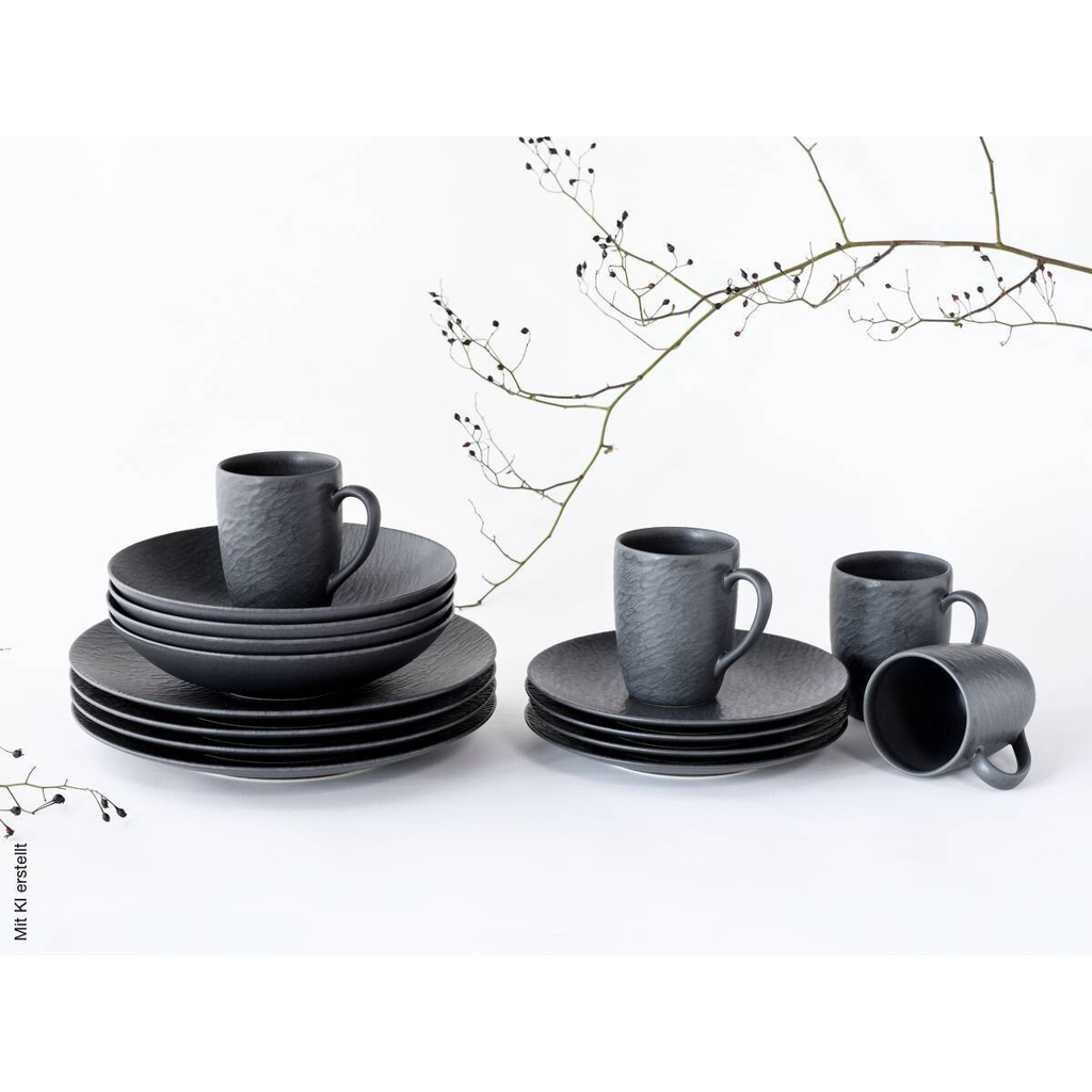 CreaTable Kaffeebecherset Rondo Schiefer schwarz Steinzeug