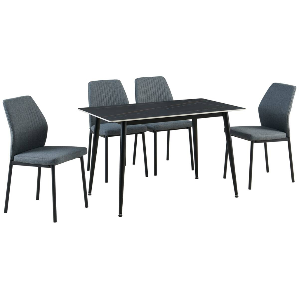 Tischgruppe Alicante schwarz anthrazit Webstoff B/H/T: ca. 120x75x70 cm