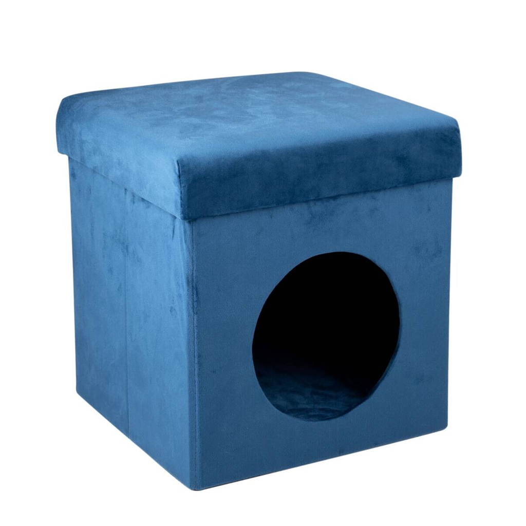 Katzenhaus blau Polyester B/H/L: ca. 34x36x34 cm