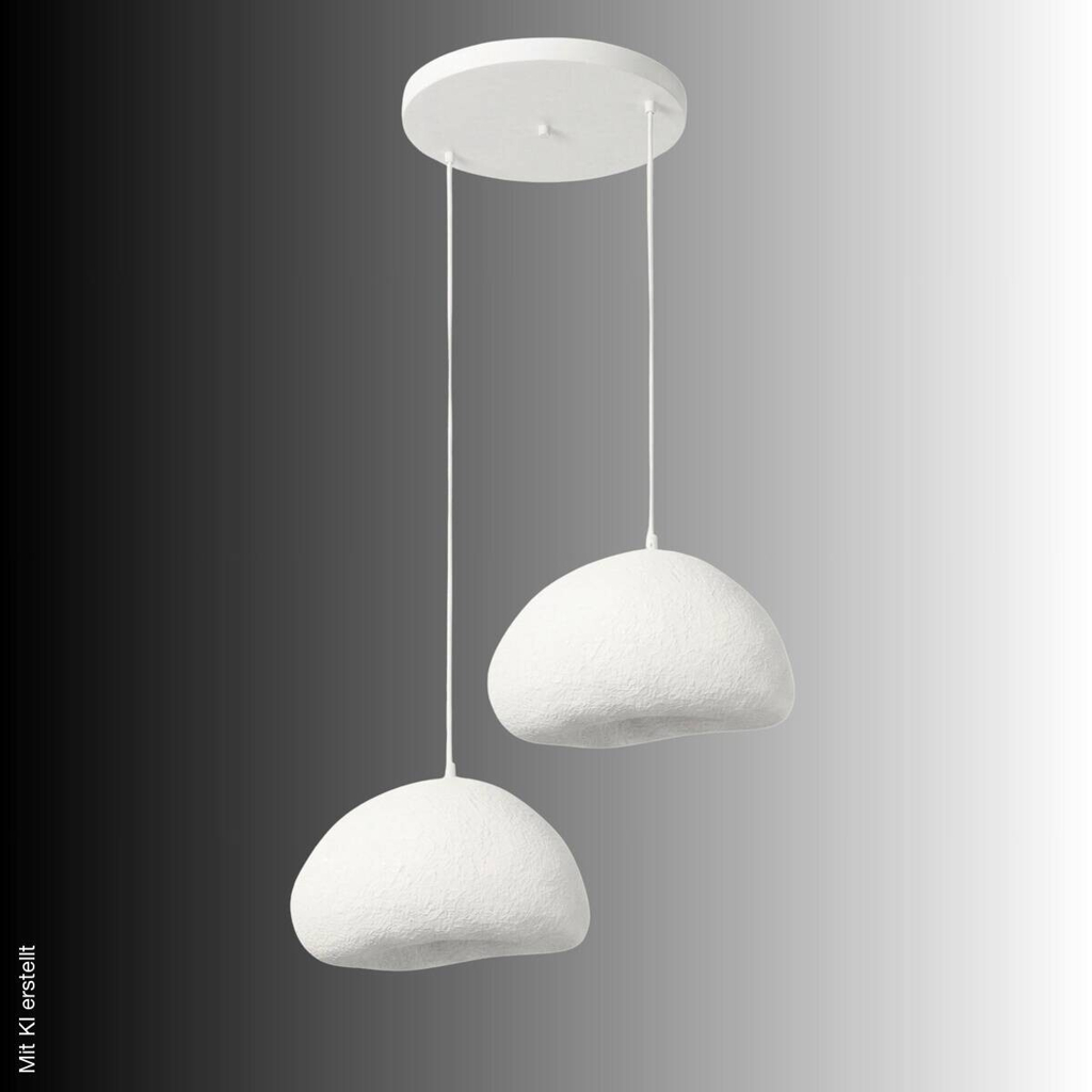 Opviq Pendelleuchte weiß Metall Fiberglas B/T/L: ca. 42x40x42 cm E27 2 Brennstellen