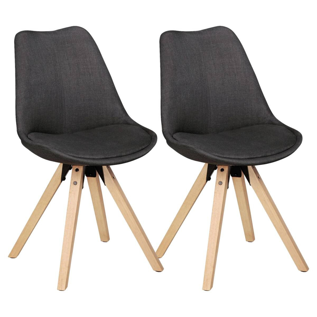 Stuhl 2er-Set grau natur Stoff Echtholz B/H/T: ca. 49x87x52 cm