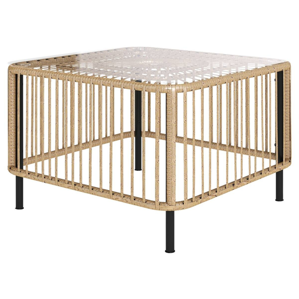 Outsunny Rattan-Gartentisch Holzoptik Polyethylen B/H/L: ca. 65x43x65 cm