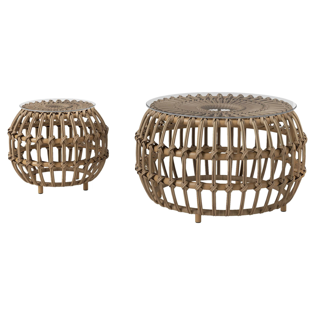 Outsunny Rattan-Beistelltisch braun Stahl B/H/L: ca. 66x40x66 cm