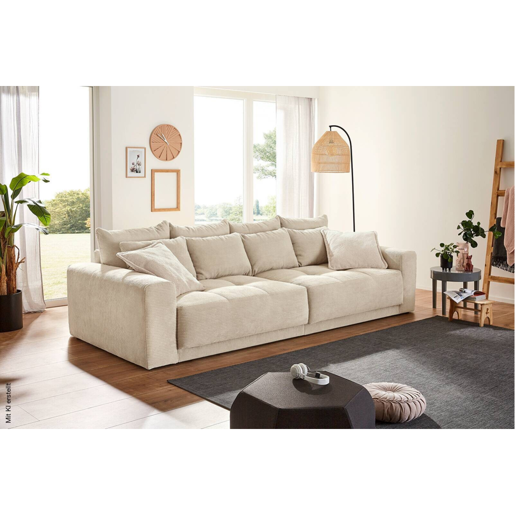 Big Sofa beige Microfaser B/H/T: ca. 298x80x135 cm