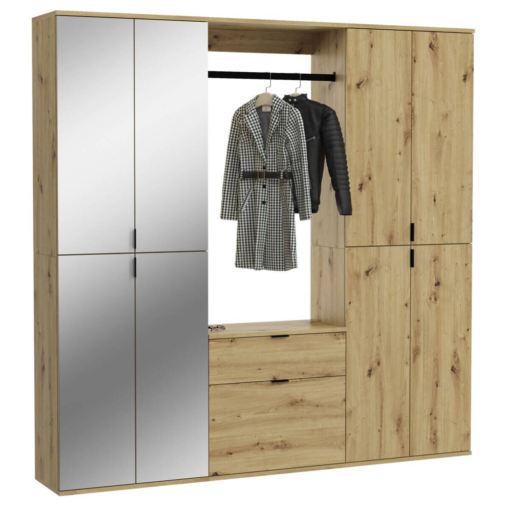 Garderobe PROJEKT Eiche Artisan Nachbildung Spiegel B/H/T: ca. 183x193x34 cm