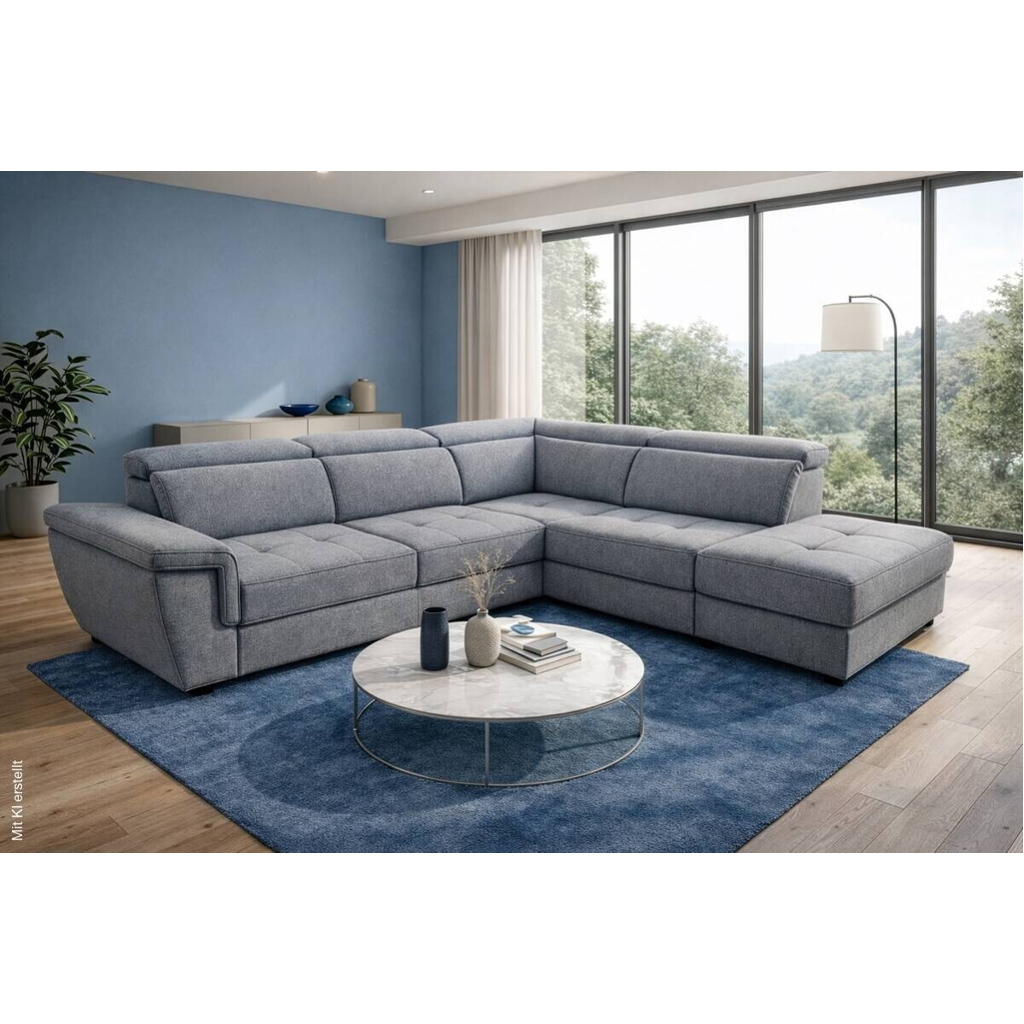 Ecksofa mit Bettfunktion und Bettkasten grau Flachgewebe B/H/T: ca. 267x75x238 cm