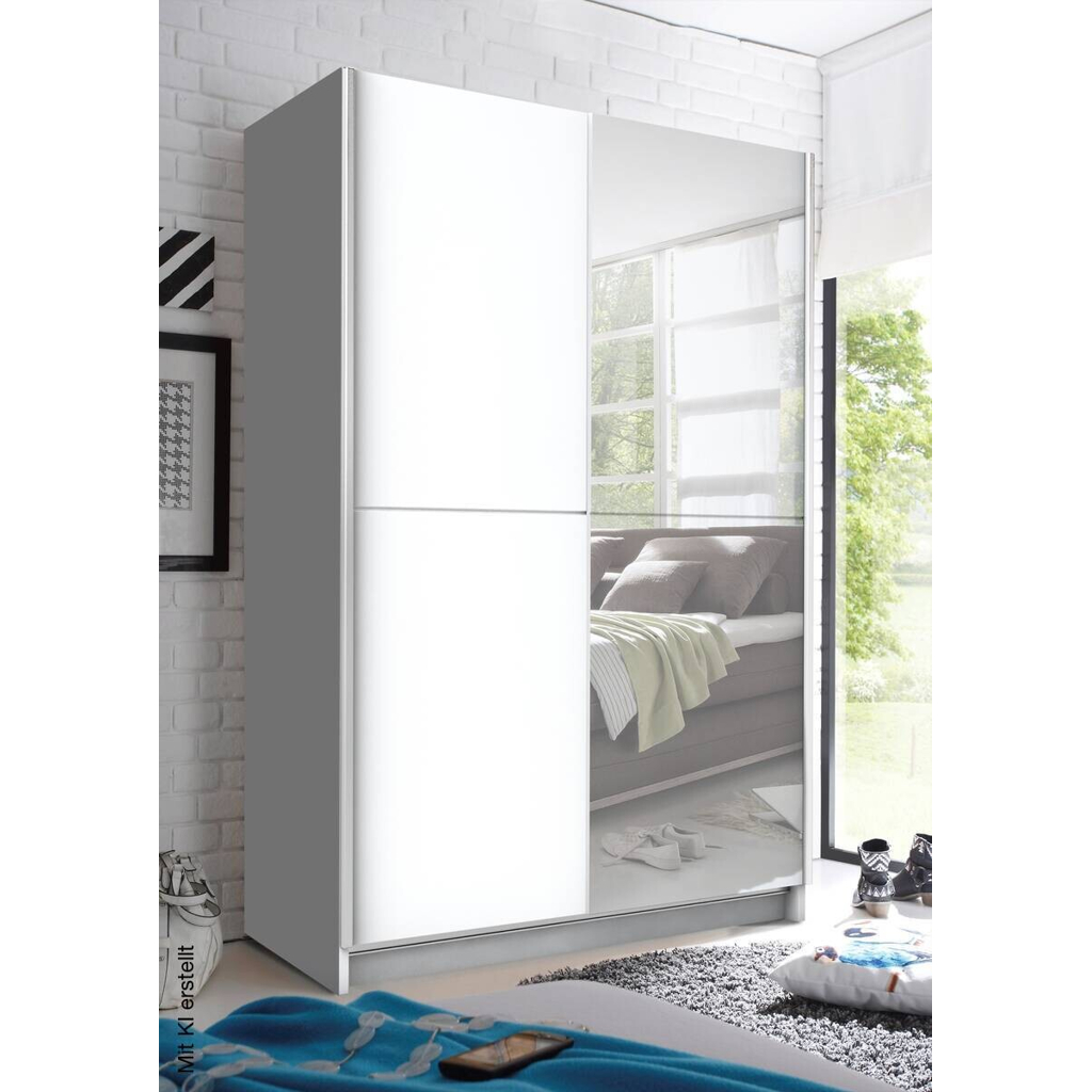 Schwebetürenschrank Fast weiß B/H/T: ca. 125x196x38 cm