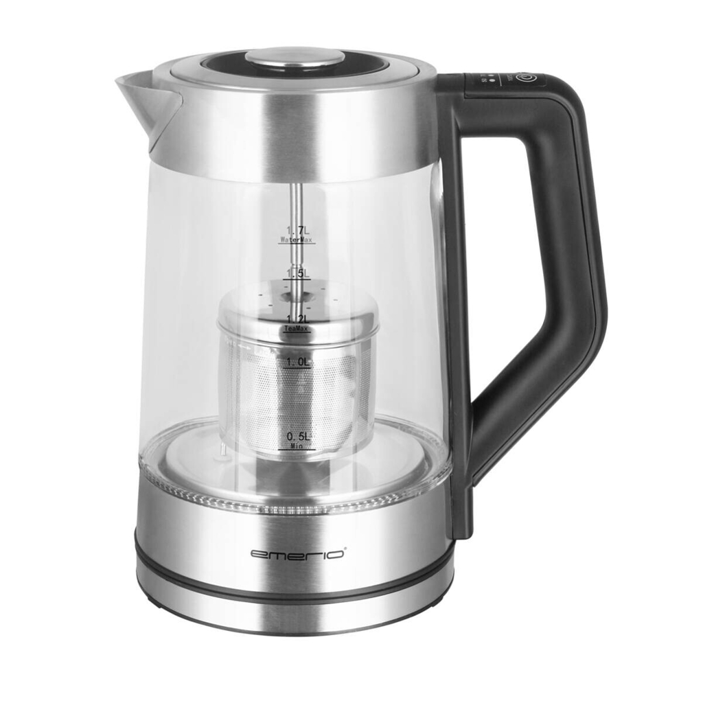 Emerio Wasserkocher WK-122730 silber Glas Edelstahl Kunststoff B/H/L: ca. 15x27x22 cm ca. 1,7 l