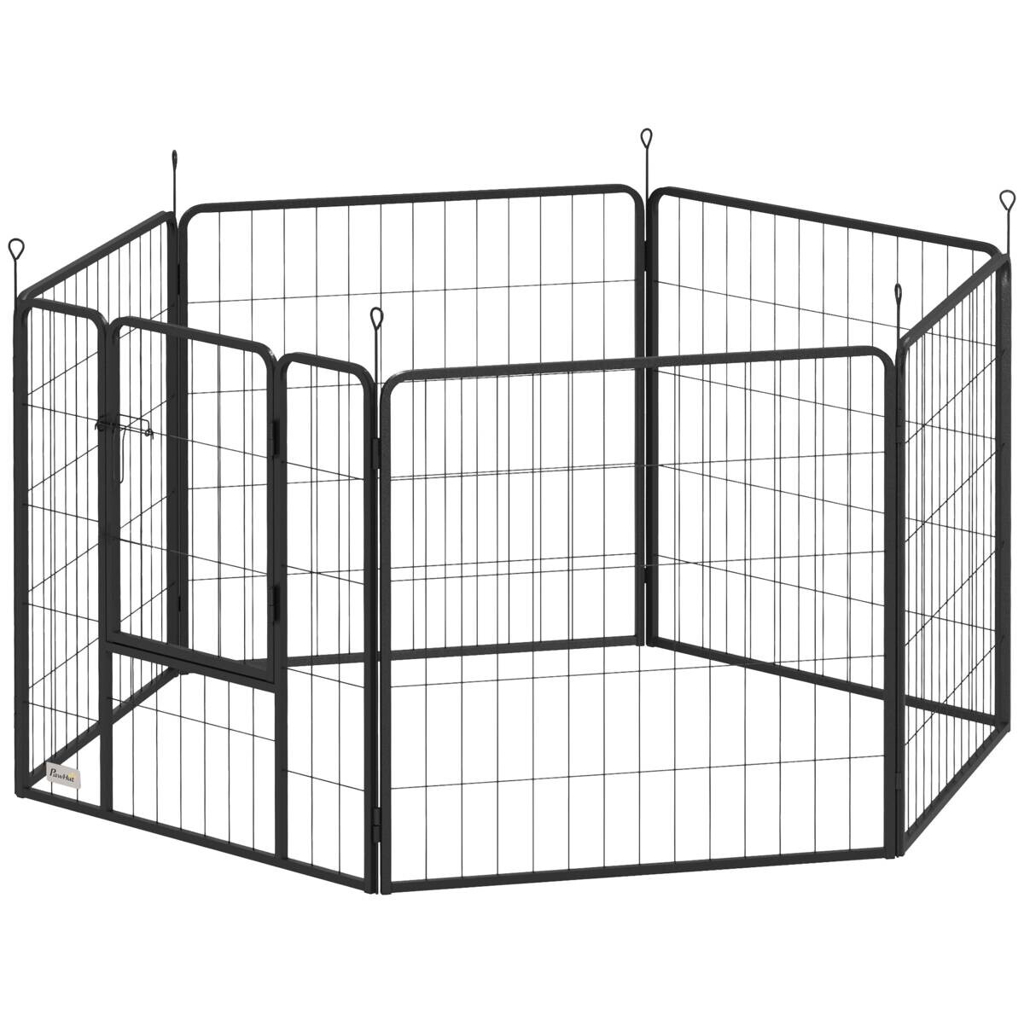 PawHut Welpenauslauf grau Stahl B/H/L: ca. 80x80x160 cm