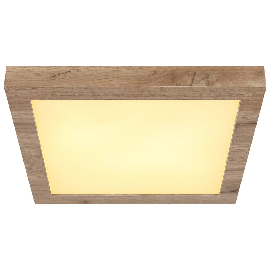 GLOBO LED-Deckenleuchte dunkelbraun weiß Metall Kunststoff MDF B/H/T: ca. 35x6x35 cm