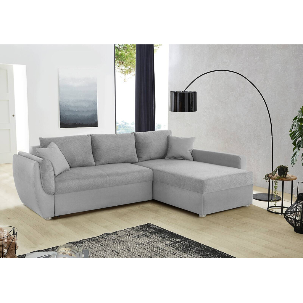 Ecksofa mit Bettfunktion und Bettkasten grau Polyester B/H/T: ca. 247x82x178 cm
