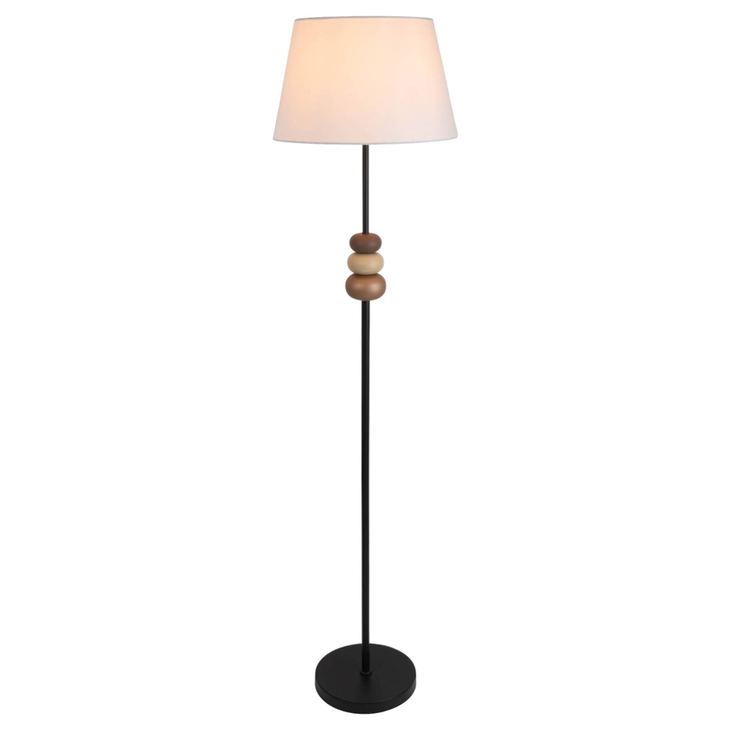 Näve Leuchten Stehlampe schwarz Metall Textil B/H/T/D: ca. 38x155x38x38 cm E27 1 Brennstellen