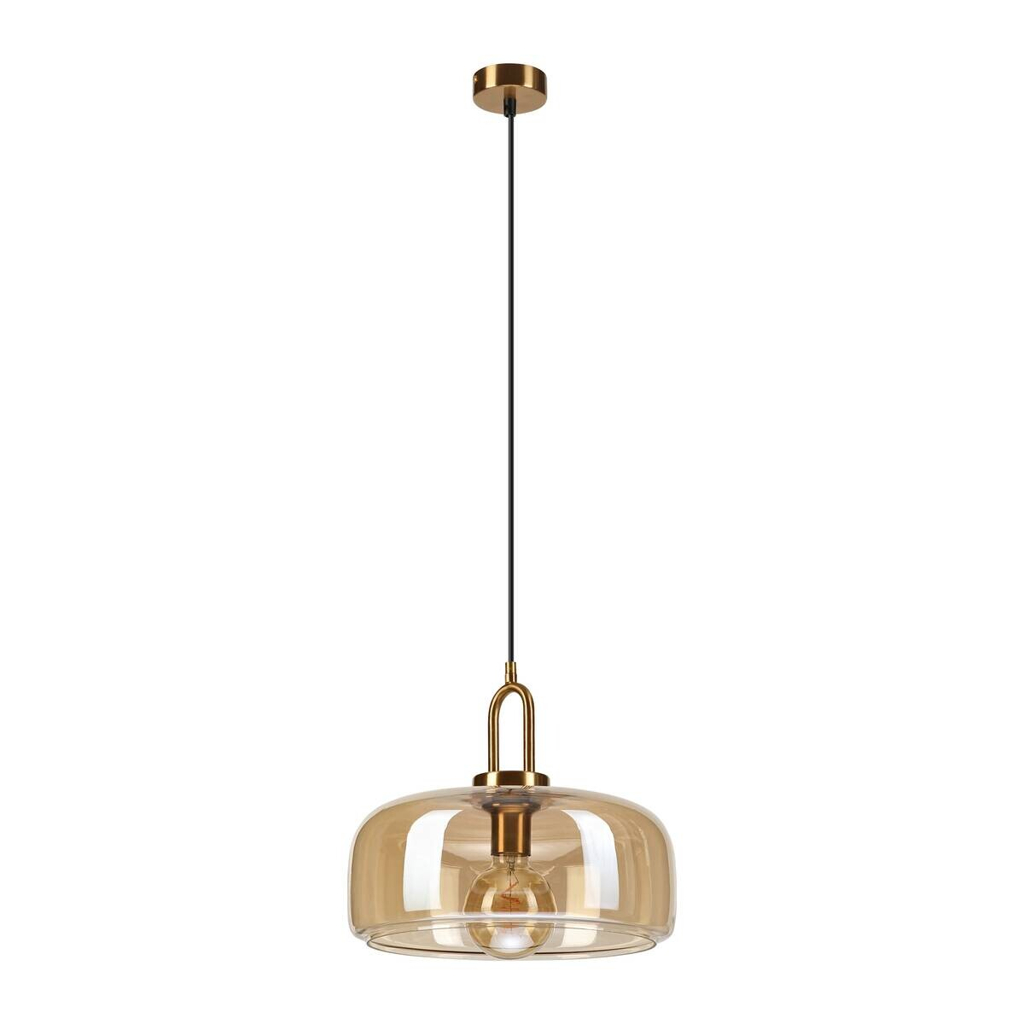 Lamkur Pendelleuchte gold Glas B/H/L: ca. 33x91x33 cm E27 1 Brennstellen