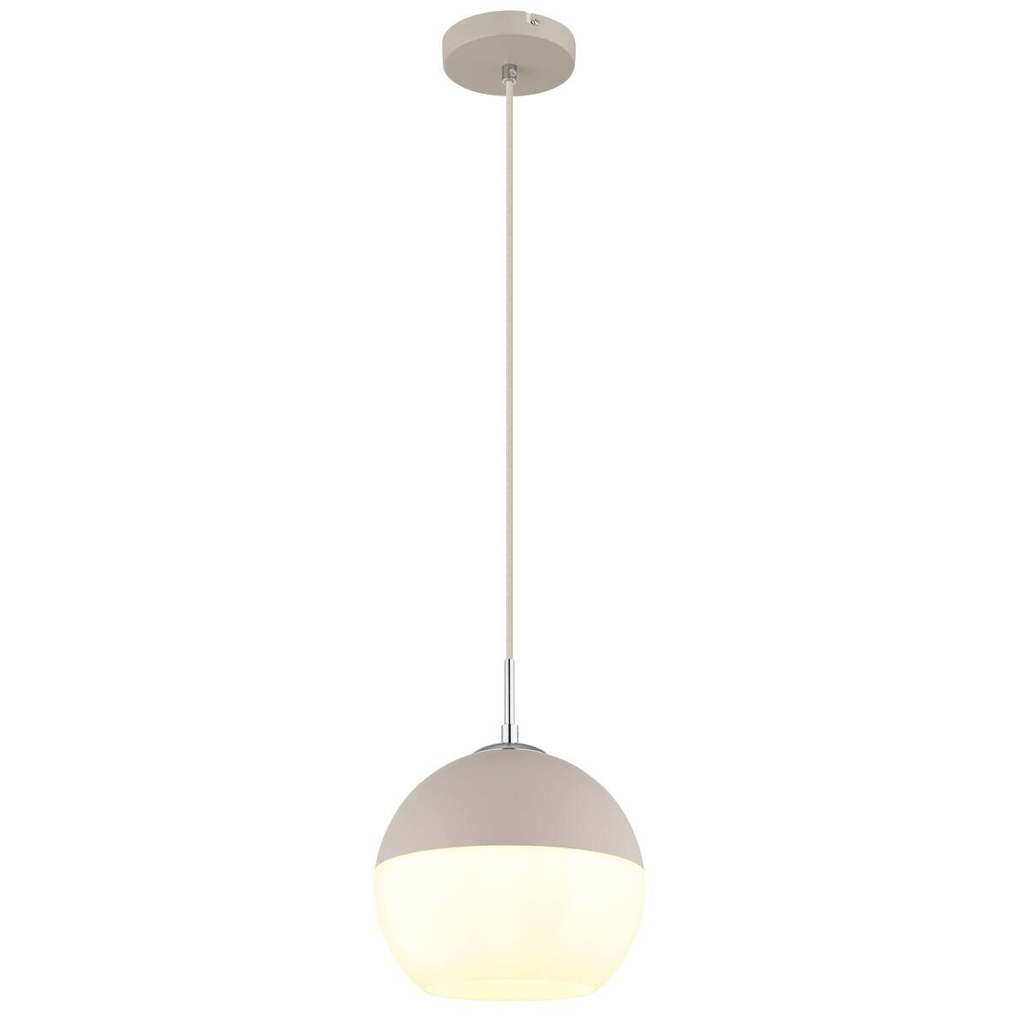 GLOBO Pendelleuchte weiß sand Opal Textil Metall Glas H/D: ca. 120x25 cm E27 1 Brennstellen