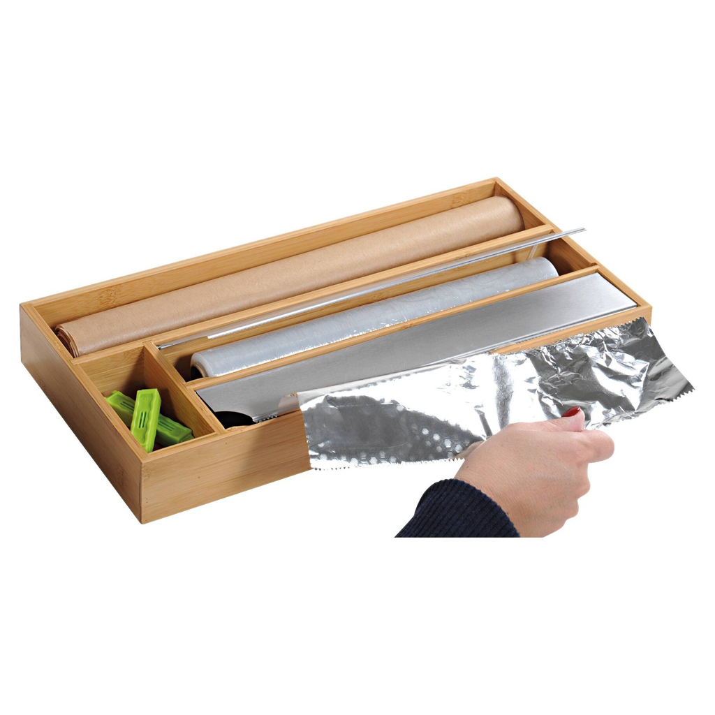 Kesper Folienspender natur Bambus B/H/L: ca. 19x5,4x42 cm