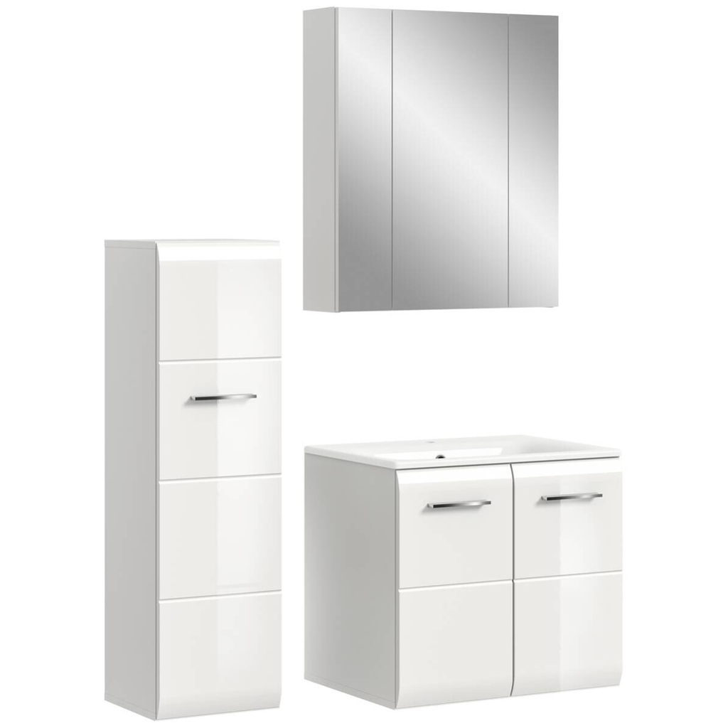 Badezimmer-Set Ice weiß weiß Hochglanz B/H/T: ca. 105x185x46 cm
