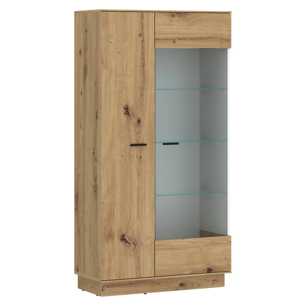 Standvitrine Covelo Eiche Artisan Oak Nachbildung weiß B/H/T: ca. 75x150x40 cm