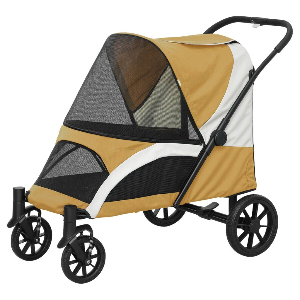 PawHut Hundewagen braun Stahl B/H/L: ca. 67x100x124 cm