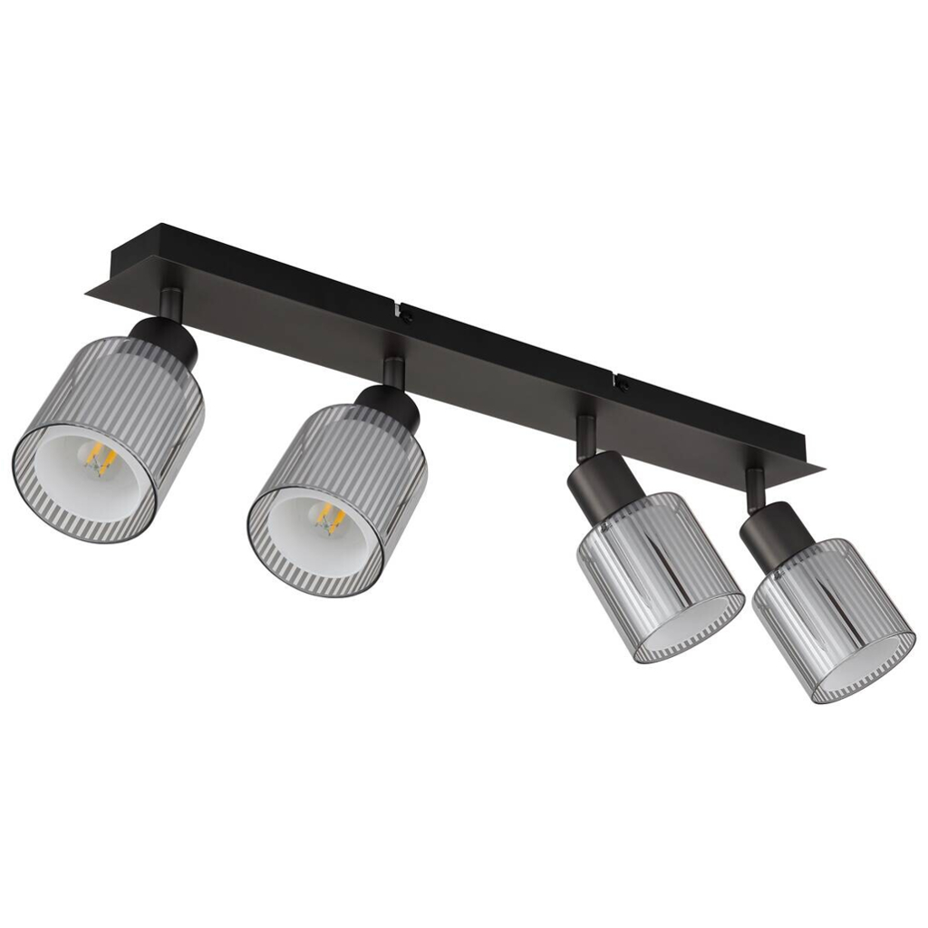 GLOBO Strahler Chrom schwarz Metall Glas B/H/L: ca. 10,5x56,5x16,5 cm E14 4 Brennstellen
