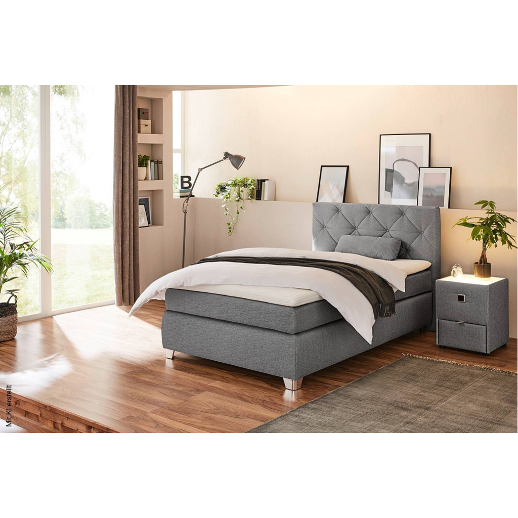 Boxspringbett grau Flachgewebe Liegefläche B/L: ca. 120x200 cm