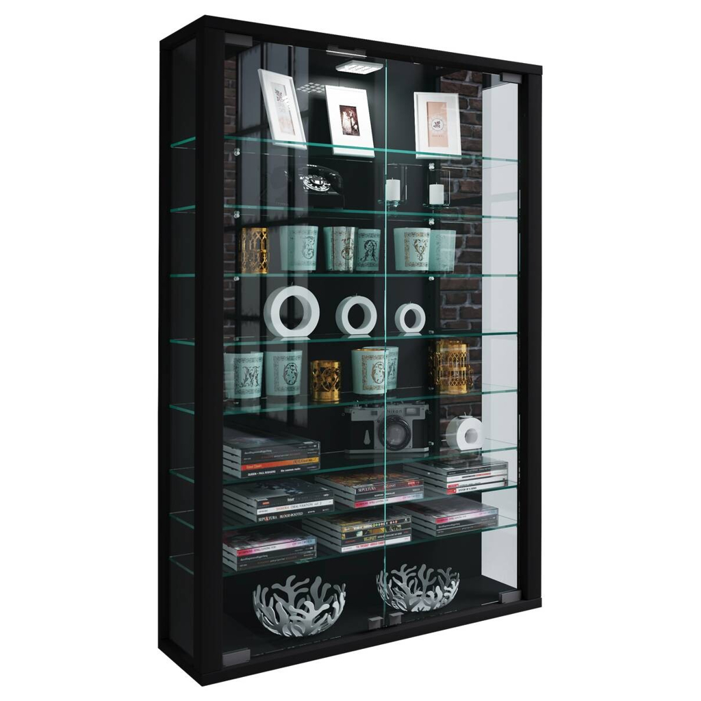 Vitrine Vitrosa Mini schwarz Holzwerkstoff Glas B/H/T: ca. 59x90x18 cm