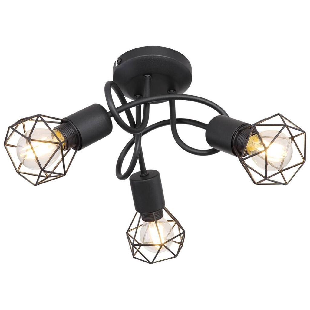 GLOBO Deckenleuchte Xara schwarz Metall H/D: ca. 20x36 cm E14 3 Brennstellen