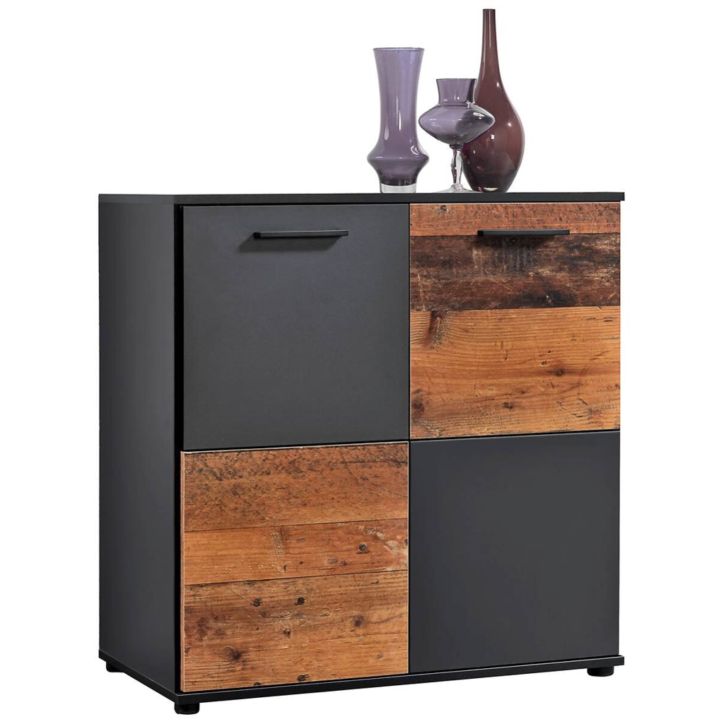 Kommode Zero anthrazit Old Wood Nachbildung B/H/T: ca. 78x82x39 cm