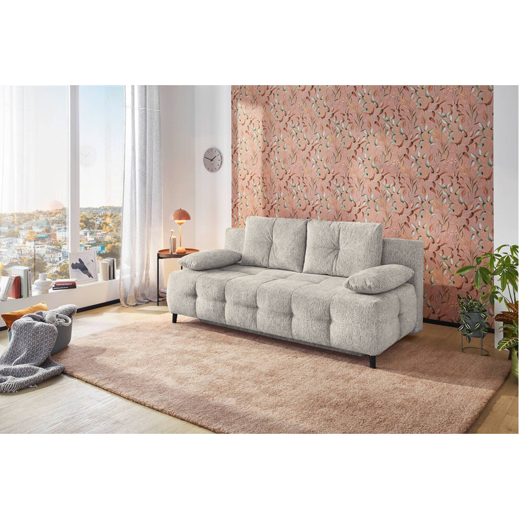 Schlafsofa  hellgrau Microfaser B/H/T: ca. 207x93x104 cm