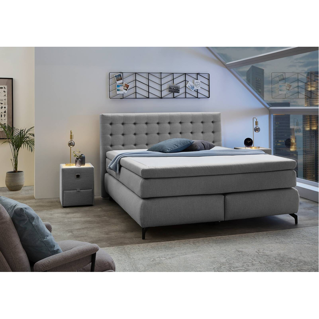 Boxspringbett  grau Flachgewebe Liegefläche B/L: ca. 180x200 cm