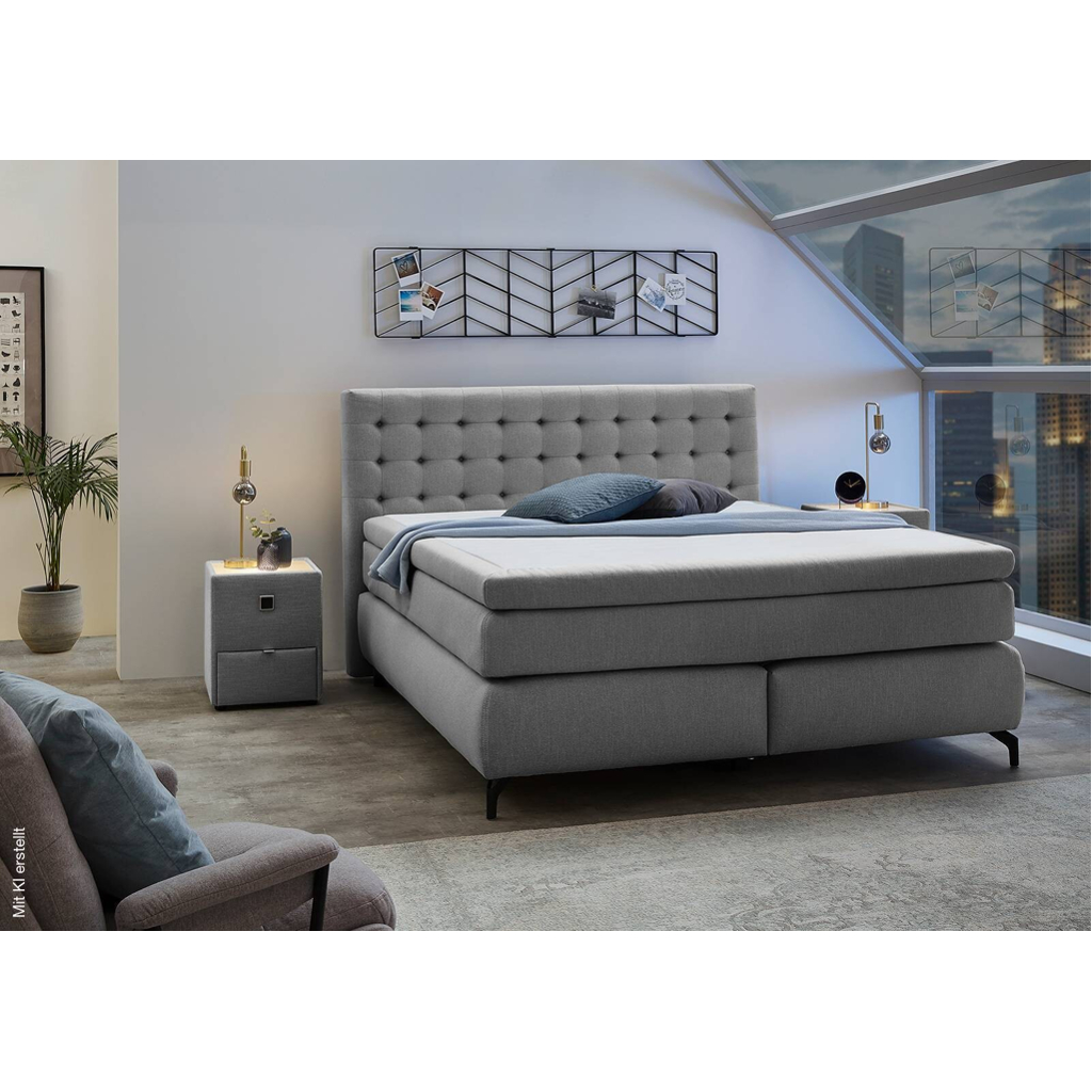 Boxspringbett grau Flachgewebe Liegefläche B/L: ca. 180x200 cm