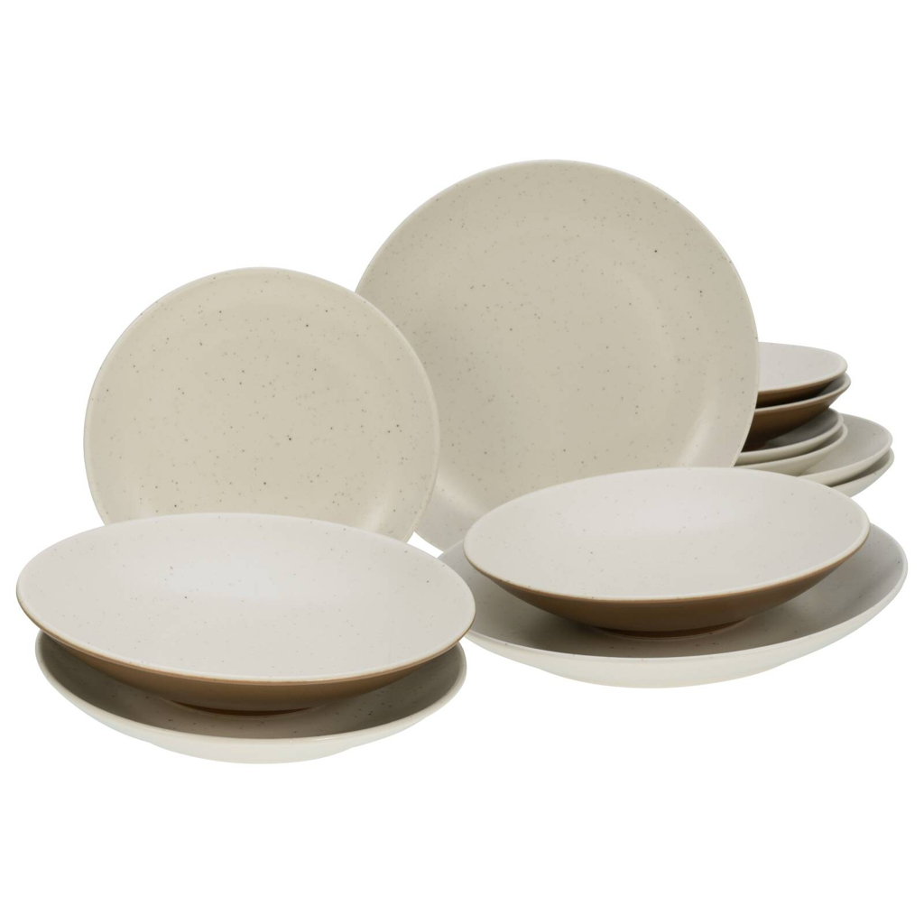 CreaTable Tafelservice SAND DUNES terracotta creme Keramik 12 tlg.