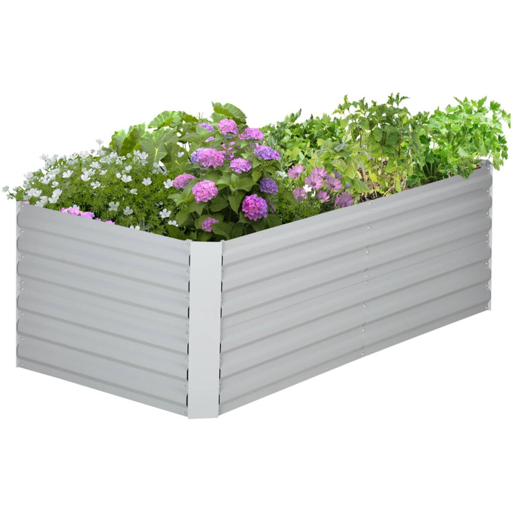 Outsunny Hochbeet hellgrau Stahl B/H/L: ca. 90x59x180 cm