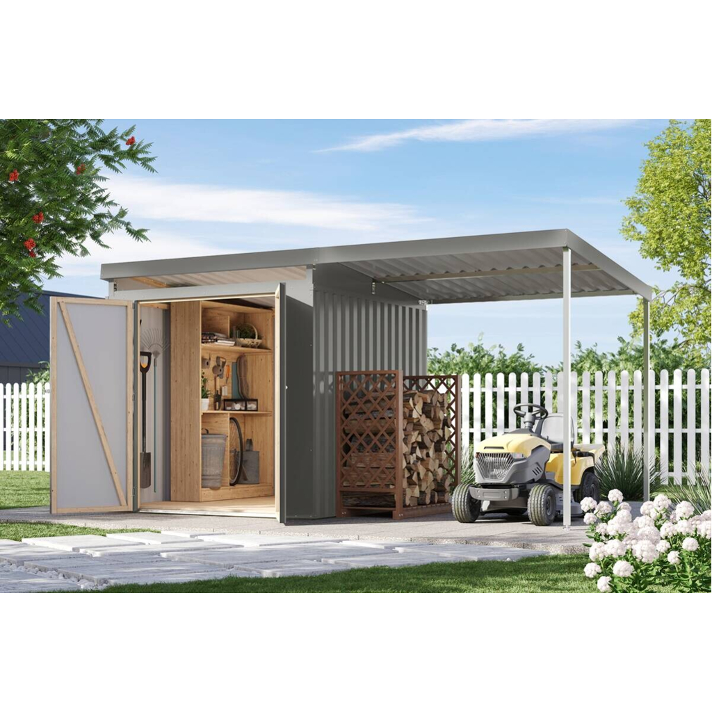 Karibu Gartenhaus Indra 2 grau B/H/T: ca. 206x213x206 cm