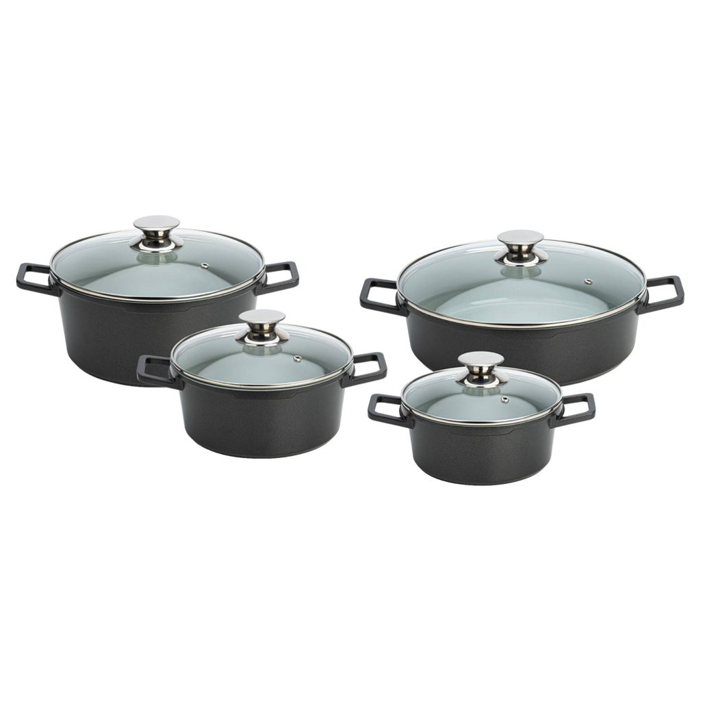 POCOline Topfset schwarz Aluminium 8 tlg.