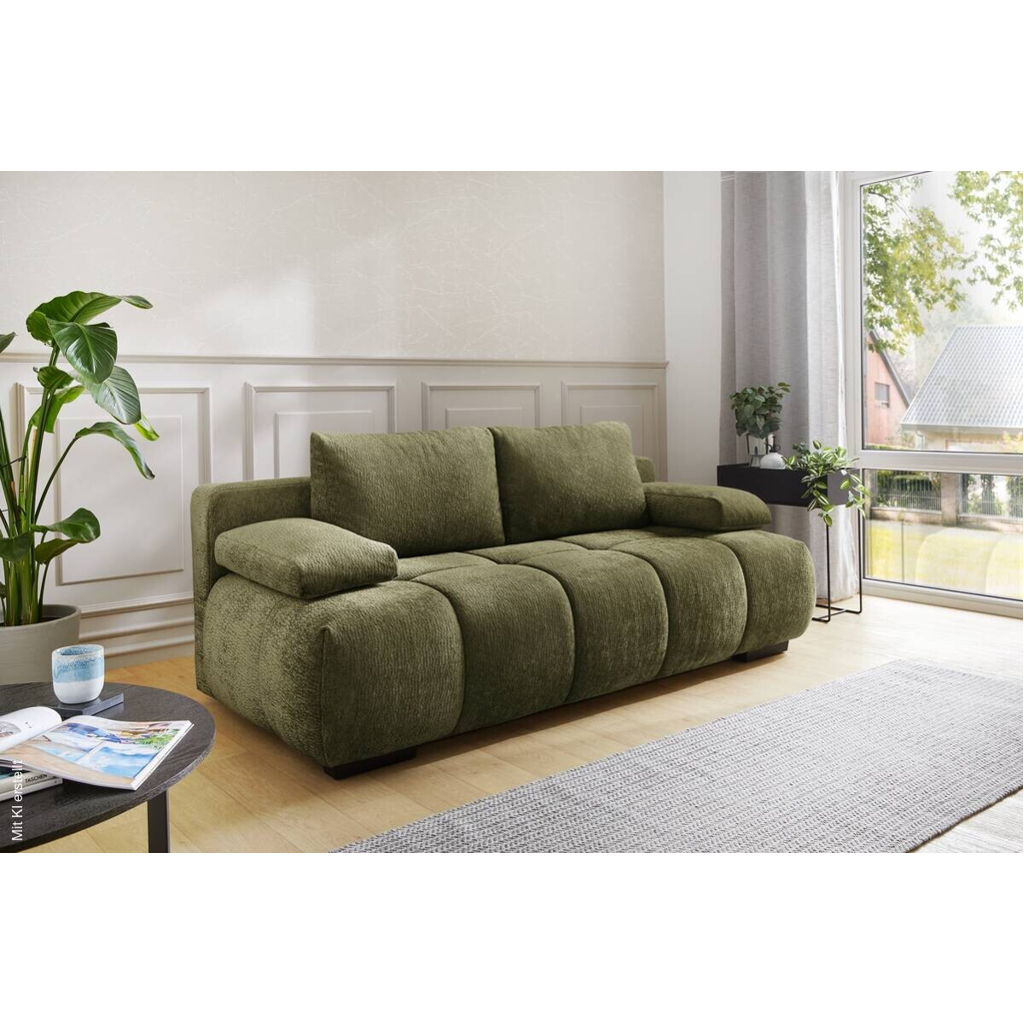 Schlafsofa grün Kunststoff B/H/T: ca. 213x86x101 cm
