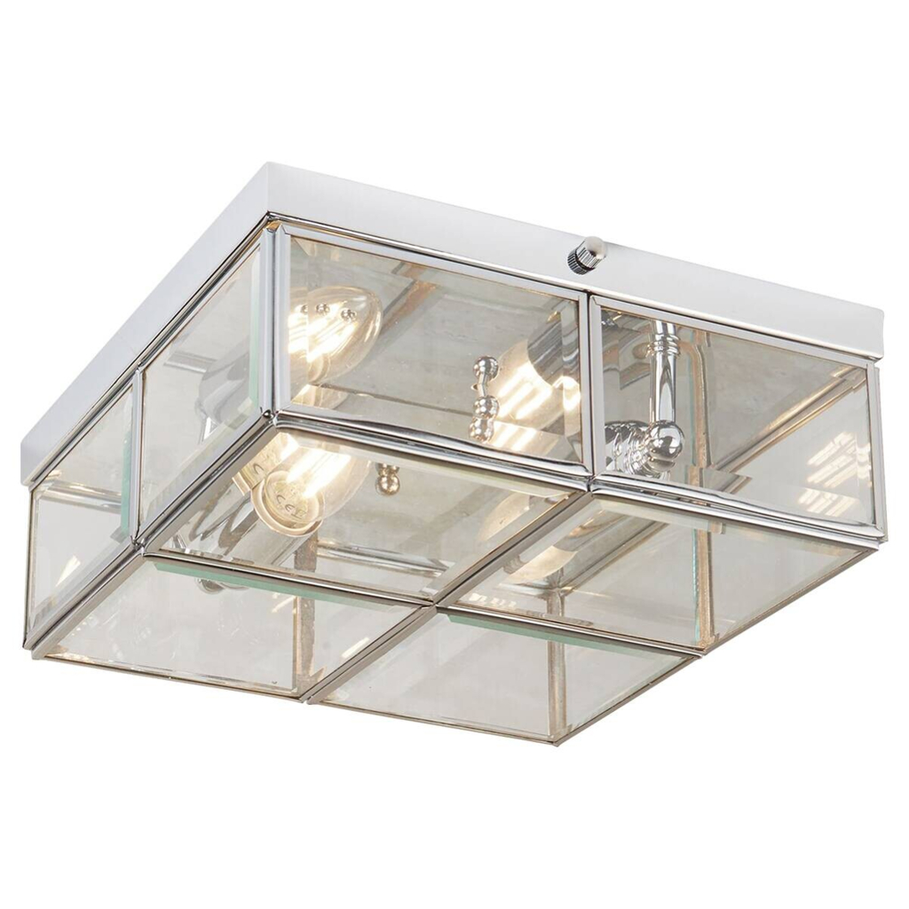 Searchlight Deckenleuchte Pisa transparent Chrom Glas Stahl B/H/L: ca. 25x10x25 cm E14 2 Brennstellen