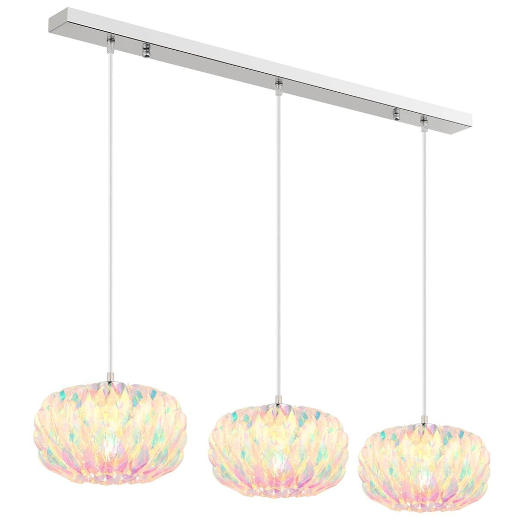 GLOBO Pendelleuchte Chrom Kunststoff Metall B/H/T: ca. 25x120x95 cm E27 3 Brennstellen