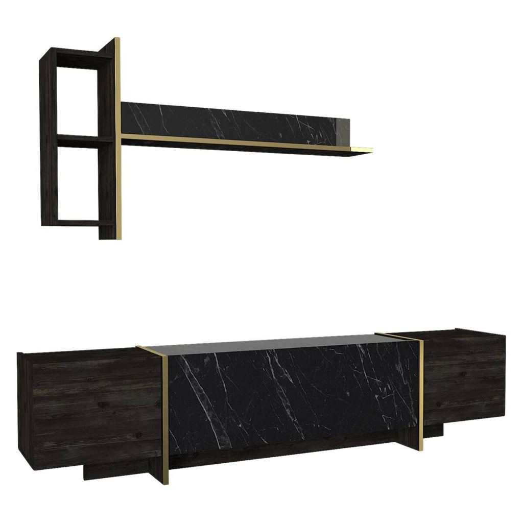 Wohnwand Veyron Rebab dunkel Marmoroptik B/H/T: ca. 180x45x32 cm