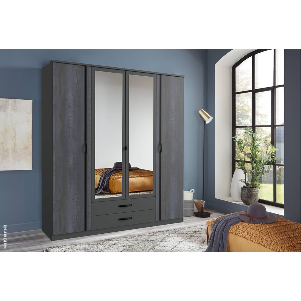 Kleiderschrank Duo2 Digi-Steel Optik Graphit B/H/T: ca. 179x199x58 cm